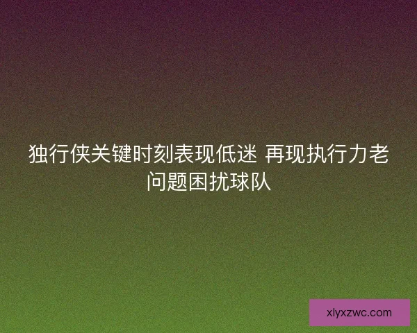 独行侠关键时刻表现低迷 再现执行力老问题困扰球队
